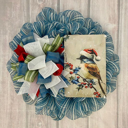 Yuletide Perch – Holiday Bird Wreath