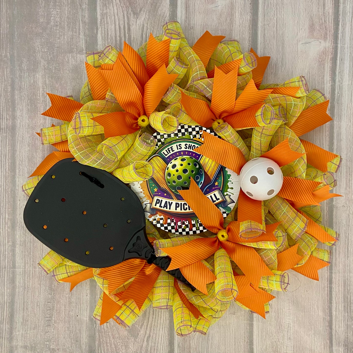 Life Is Short, Play Pickleball – 24” Sporty Wreath