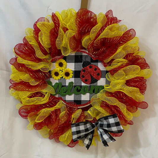 Ladybug Welcome Wreath – 19” Summer Delight