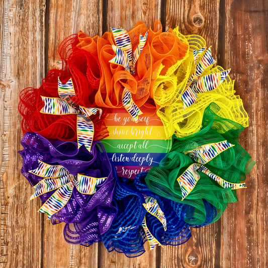 Pride Rainbow Affirmation Wreath – 24” with Free Shipping