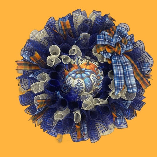 Autumn Chinoiserie Pumpkin Wreath – 25”