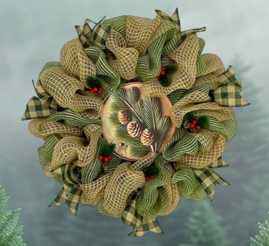 Whispers of Winter – Pinecone & Plaid Wreath