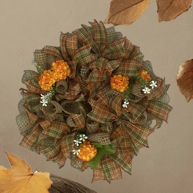 Harvest Table Wreathlet – 14” Fall Plaid Accent