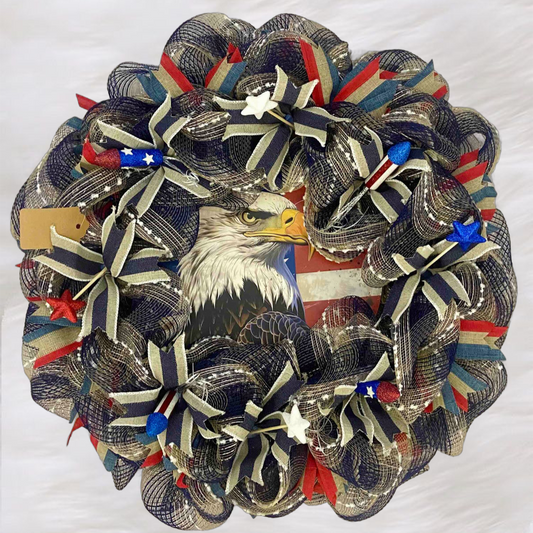 American Eagle Wreath – 24” Patriotic Door Decor with Free Shipping