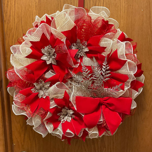 Christmas Elegance – Custom Poinsettia Wreath