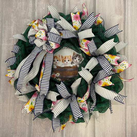 Whiskers & Welcome – Custom Kitten Wreath