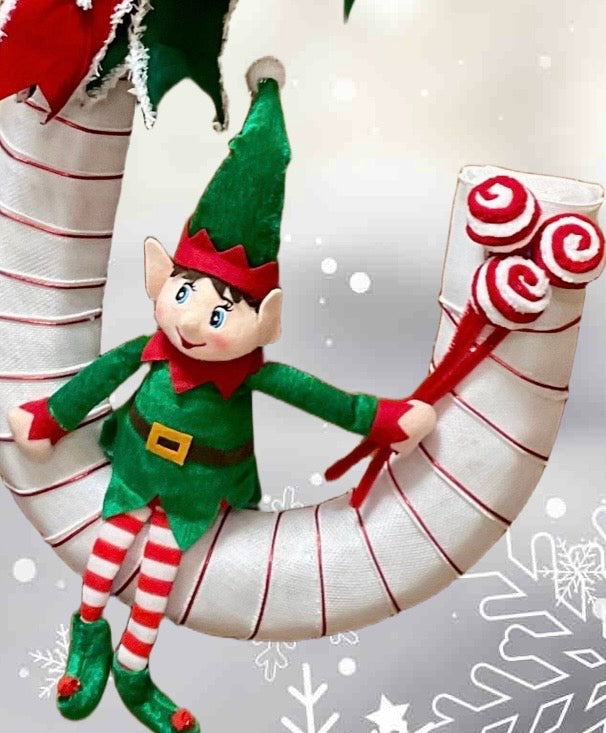 Jingle J Hooked on Christmas – 33” x 14” Candy Cane Wreath