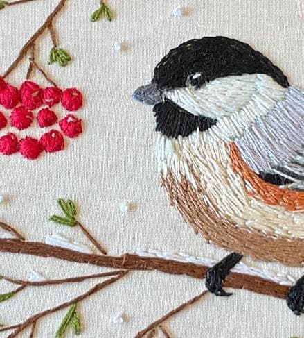 Chickadee Embroidery Hoop Art, Winter Bird Wall Decor, Handmade Bird Embroidery, Woodland Hoop Art, Nature Wall Decor, Rustic Home