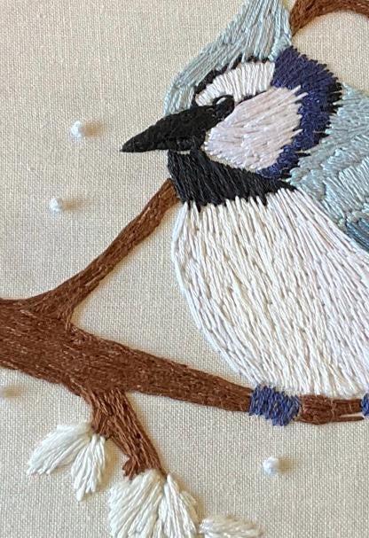 Blue Jay Embroidery Hoop Art, Winter Bird Wall Decor, Handmade Bird Embroidery, Woodland Hoop Art, Nature Wall Decor, Rustic Home
