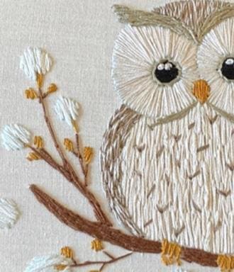 Owl Embroidery Hoop Art, Neutral Bird Wall Decor, Woodland Owl, Handmade Embroidery, Nature Hoop Art, Rustic Home Decor