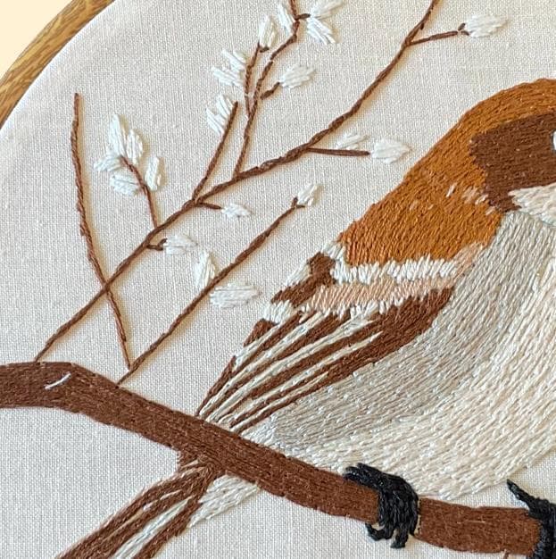 Sparrow Embroidery Hoop Art, Neutral Bird Wall Decor, Woodland Bird Embroidery, Handmade Hoop Art, Nature Wall Decor, Rustic Home
